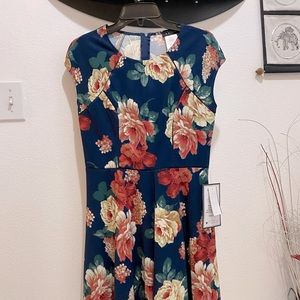 B Darlin Juniors Navy Floral Sleeveless Fit & Flare Casual Dress - 9